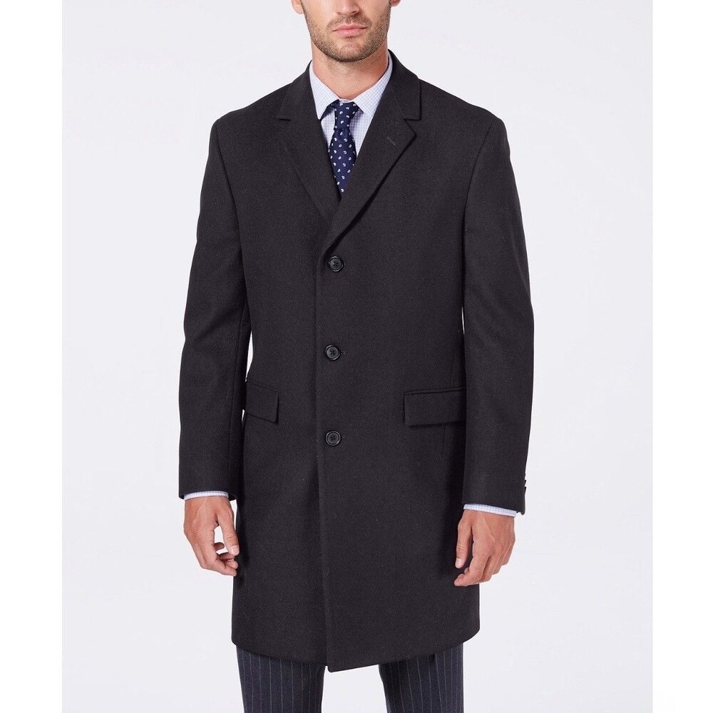 $395 NEW NAUTICA Mens 44R Charcoal Gray Wool Modern Fit 38" Long OverCoat Jacket